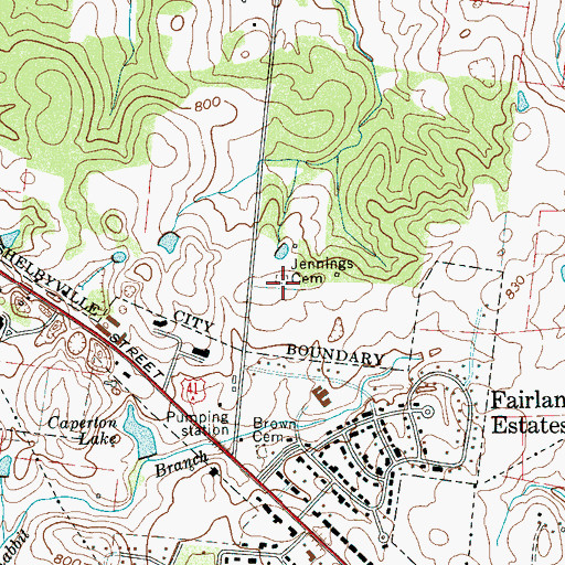 Topographic Map of Jennings Cemetery, TN