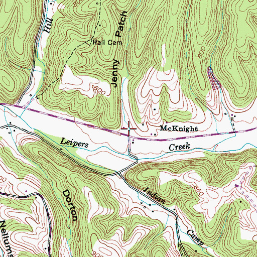 Topographic Map of Jenny Patch Hollow, TN