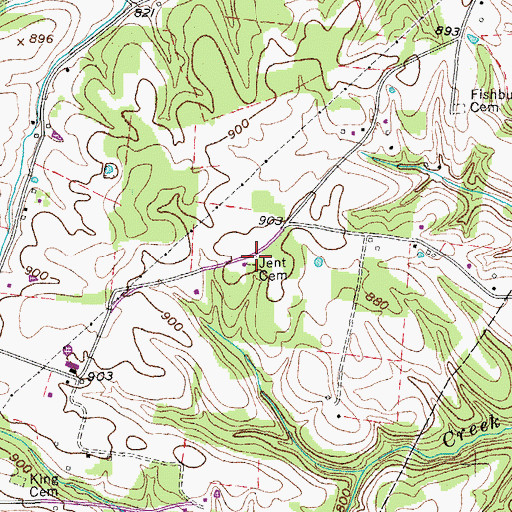 Topographic Map of Jent Cemetery, TN