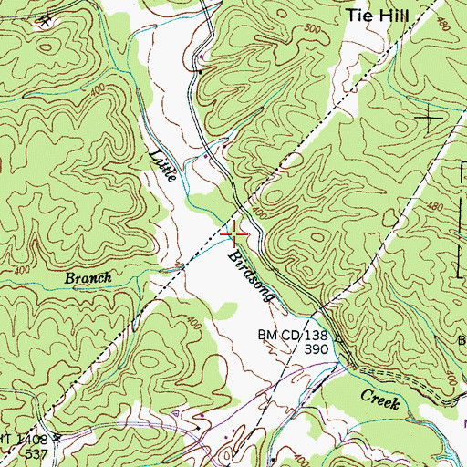 Topographic Map of Jepp Branch, TN
