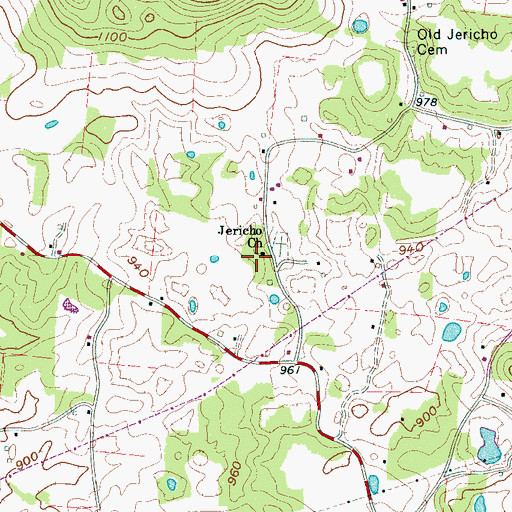 Topographic Map of Jericho Church, TN