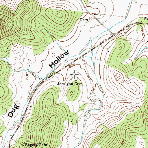 Topographic Map of Jernigan Cemetery, TN