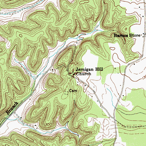 Topographic Map of Jernigan Hill Church, TN