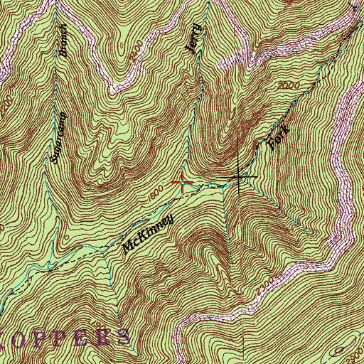 Topographic Map of Jerry Creek, TN