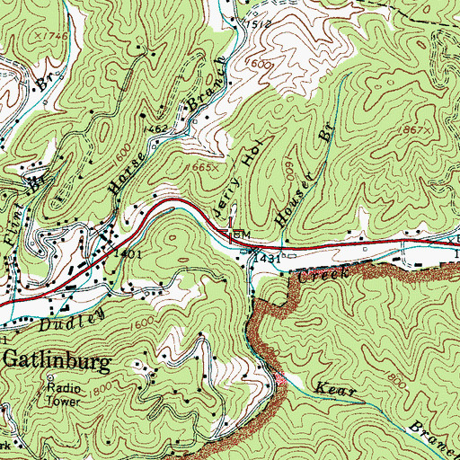 Topographic Map of Jerry Hollow, TN