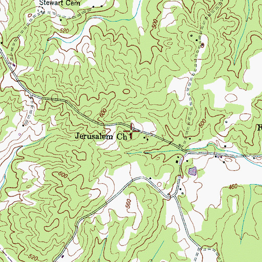 Topographic Map of Jerusalem Church, TN