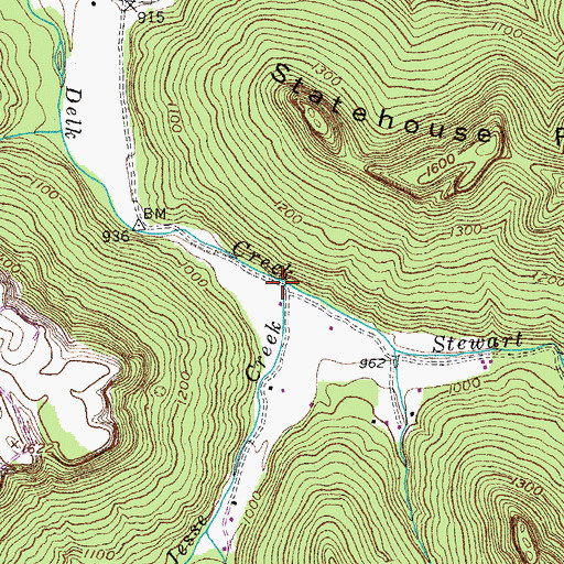 Topographic Map of Jesse Creek, TN