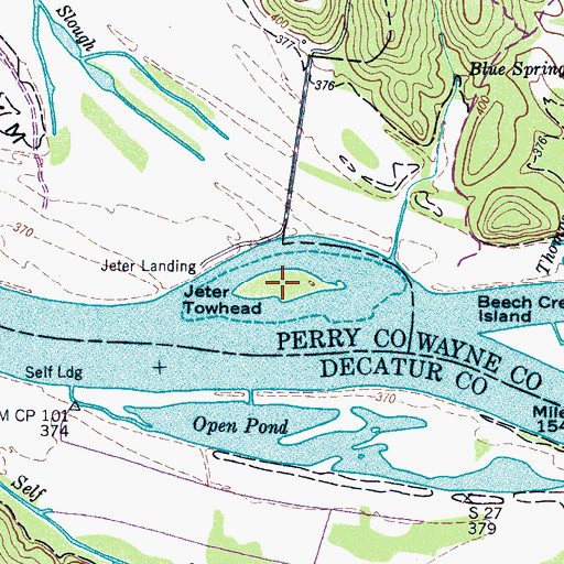 Topographic Map of Jeter Towhead, TN