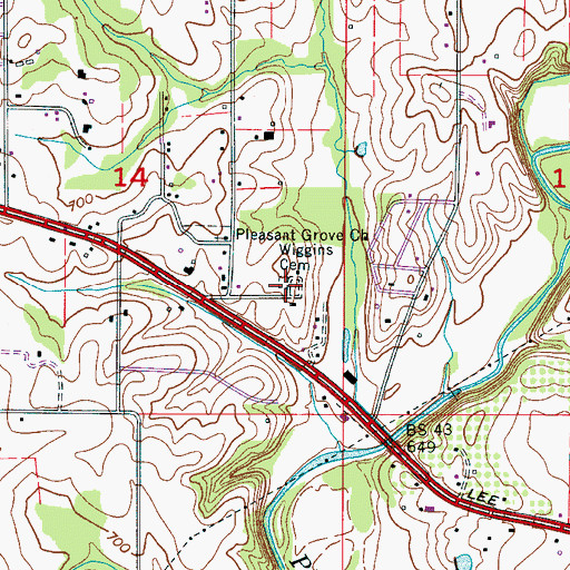 Topographic Map of Wiggins Cemetery, AL