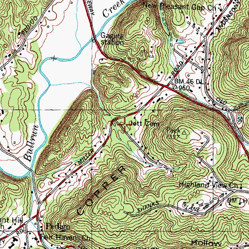 Topographic Map of Jett Cemetery, TN
