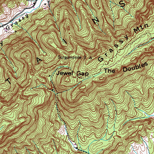 Topographic Map of Jewel Gap, TN
