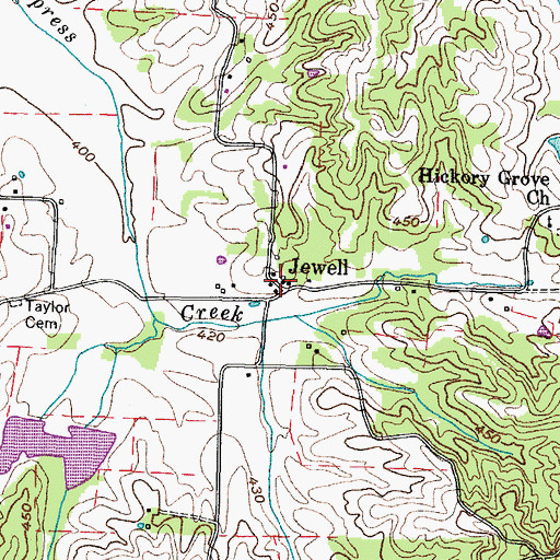 Topographic Map of Jewell, TN