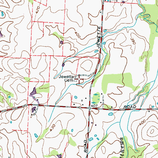 Topographic Map of Jewette Cemetery, TN