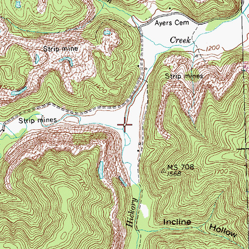 Topographic Map of Jim Branch, TN