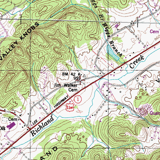 Topographic Map of Jim Walker Cemetery, TN