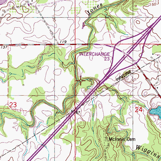 Topographic Map of Wiggins Creek, AL