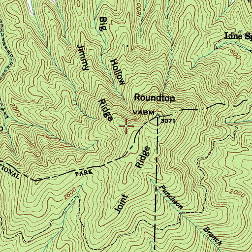 Topographic Map of Jimmy Ridge, TN