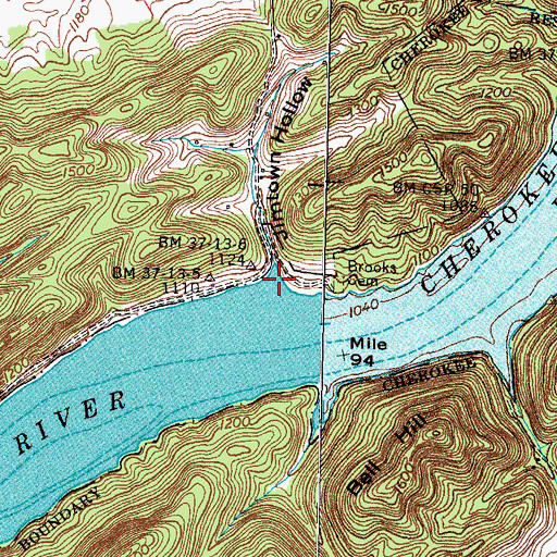 Topographic Map of Jimtown Hollow, TN