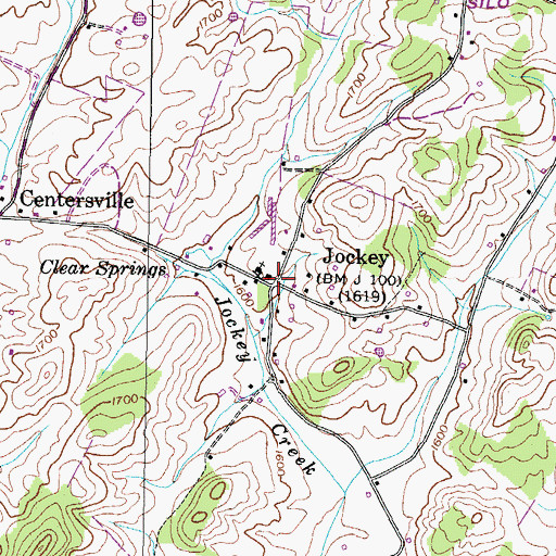 Topographic Map of Jockey, TN