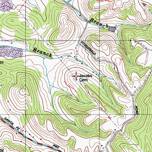 Topographic Map of Jocobs Cemetery, TN
