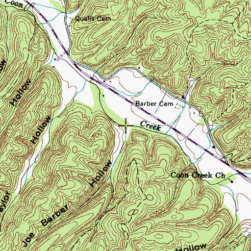Topographic Map of Joe Barber Hollow, TN