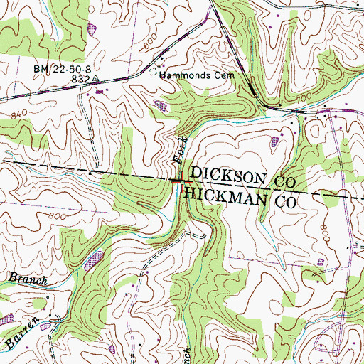 Topographic Map of Joe Branch, TN