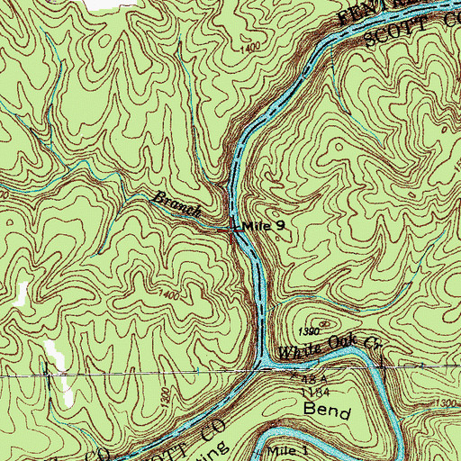 Topographic Map of Joe Branch, TN