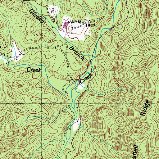 Topographic Map of Joe Creek, TN