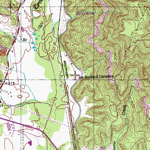 Topographic Map of Joe Goddard Cemetery, TN