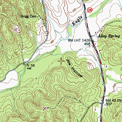 Topographic Map of Joe Hollow, TN