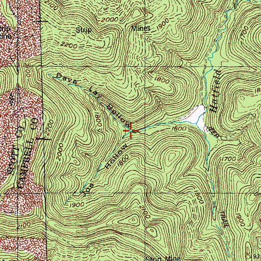 Topographic Map of Joe Hollow, TN