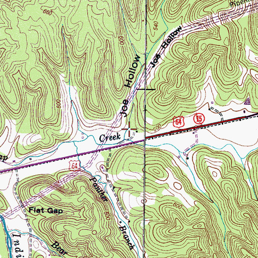 Topographic Map of Joe Hollow, TN