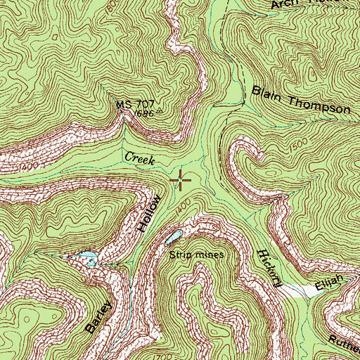 Topographic Map of John Barley Hollow, TN