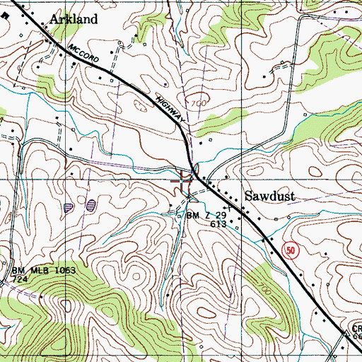 Topographic Map of John Branch, TN