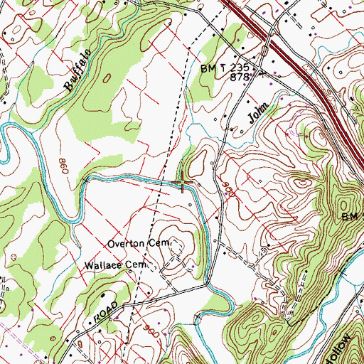 Topographic Map of John Creek, TN