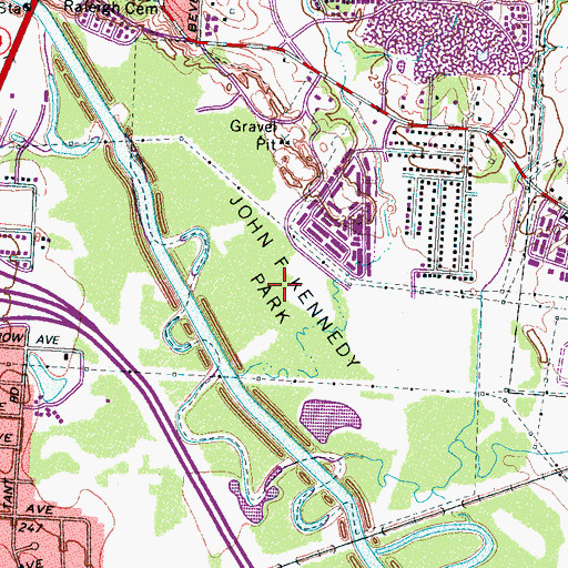 Topographic Map of John F Kennedy Park, TN