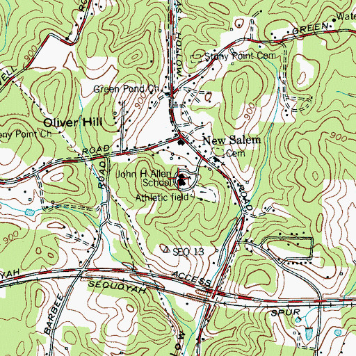 Topographic Map of John H Allen School, TN