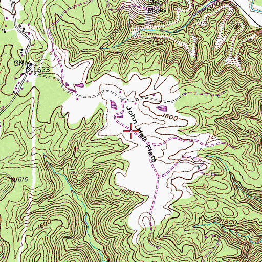 Topographic Map of John Hall Flats, TN