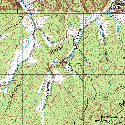 Topographic Map of John Hollow, TN