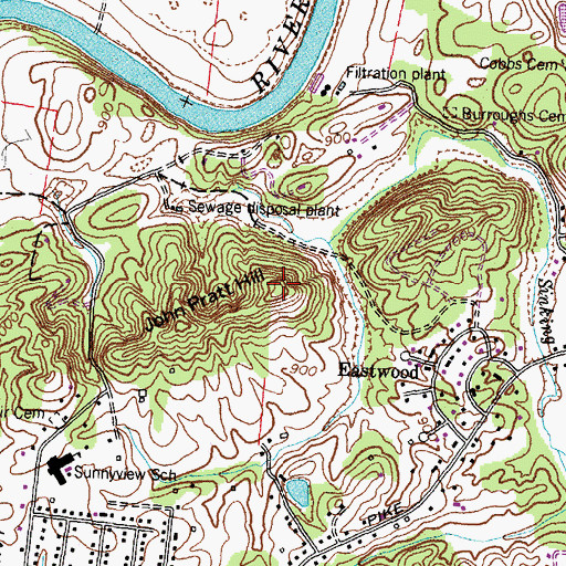 Topographic Map of John Pratt Hill, TN