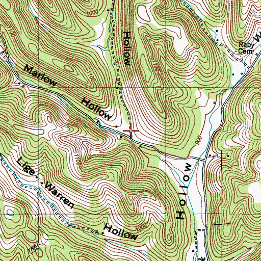Topographic Map of John Redd Hollow, TN