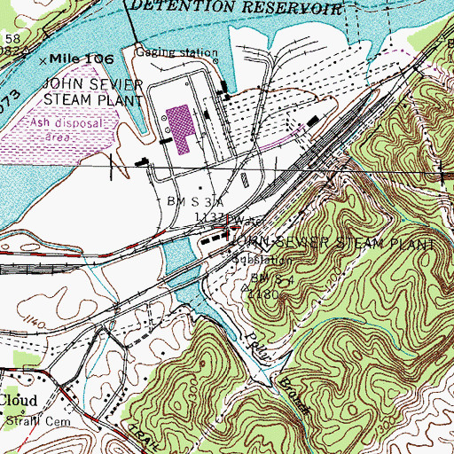 Topographic Map of John Sevier Steam Plant, TN