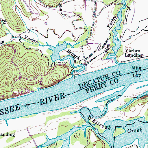 Topographic Map of John Yarbro Branch, TN