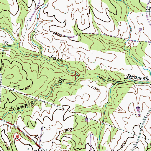 Topographic Map of Johnnie Branch, TN
