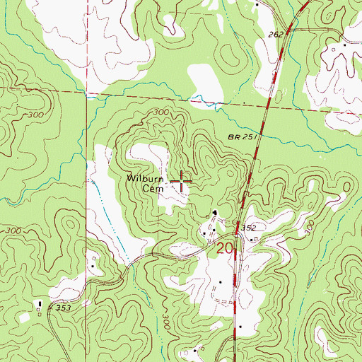 Topographic Map of Wilburn Cemetery, AL