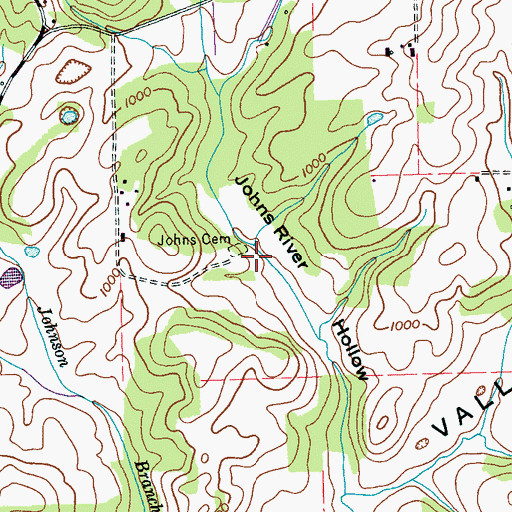 Topographic Map of Johns Cemetery, TN