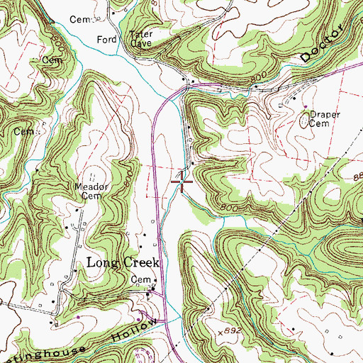 Topographic Map of Johns Creek, TN