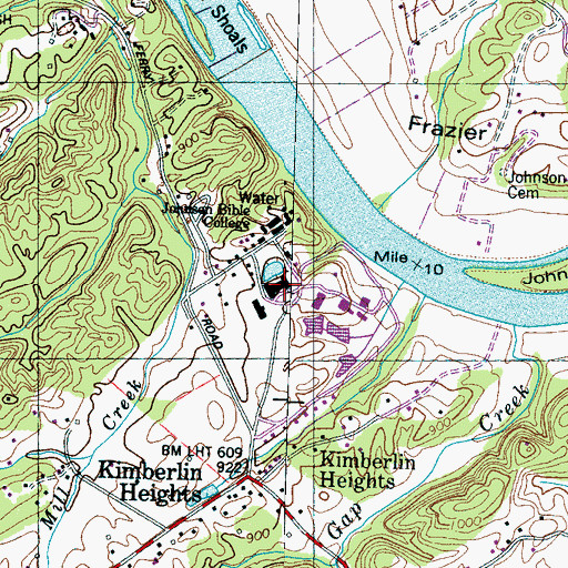 Topographic Map of Johnson Bible College, TN