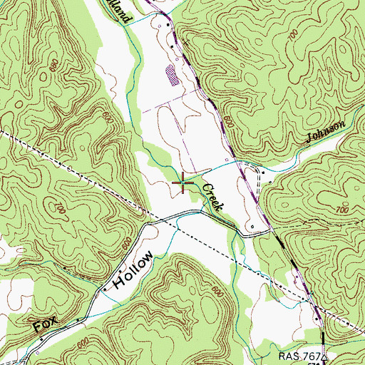 Topographic Map of Johnson Branch, TN
