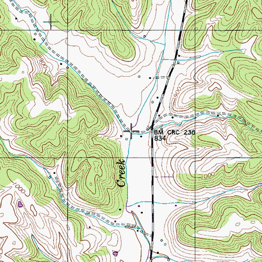 Topographic Map of Johnson Branch, TN